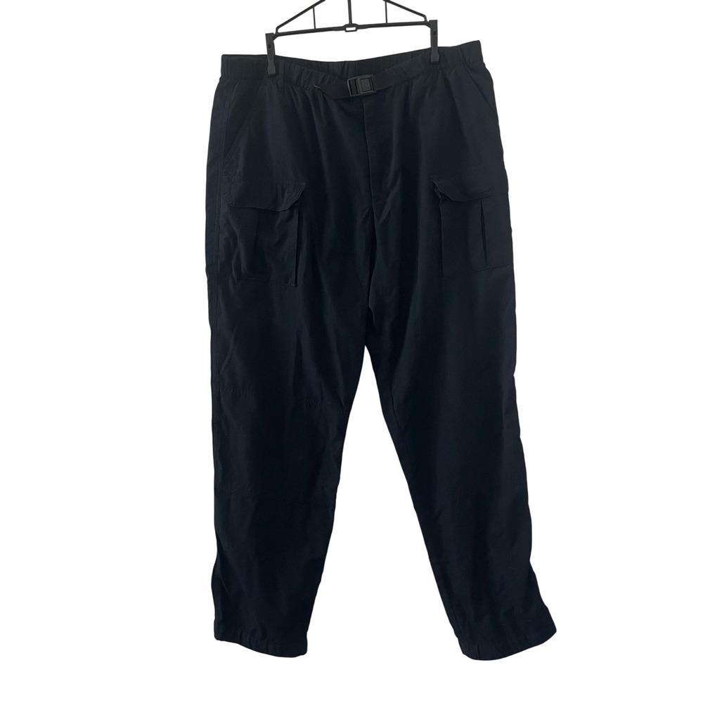 L.L. Bean Cargo Pants Mens Large Black Sportif Ripstop Nylon Belted GorpHiking‎